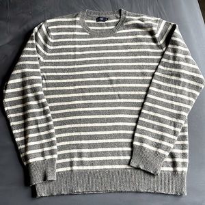 LAST CALL JCrew Mens Gray Striped lambs wool Sweater XL
